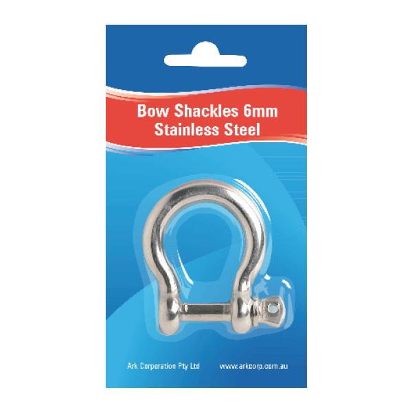 stainless steel bow shackles 6mm blister