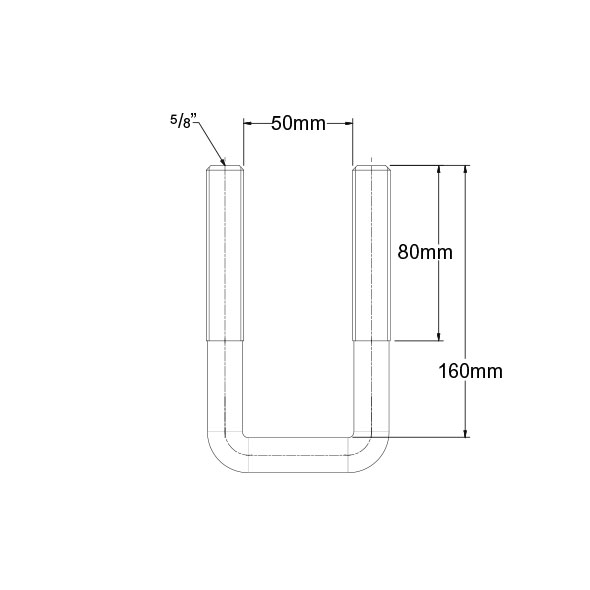 Heavy Duty U-Bolt 50mm x 160mm UB4515 Specifications