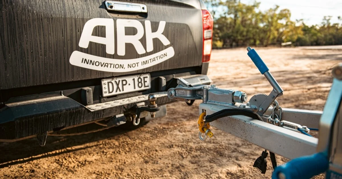 Tow bar attached to the Ark ute